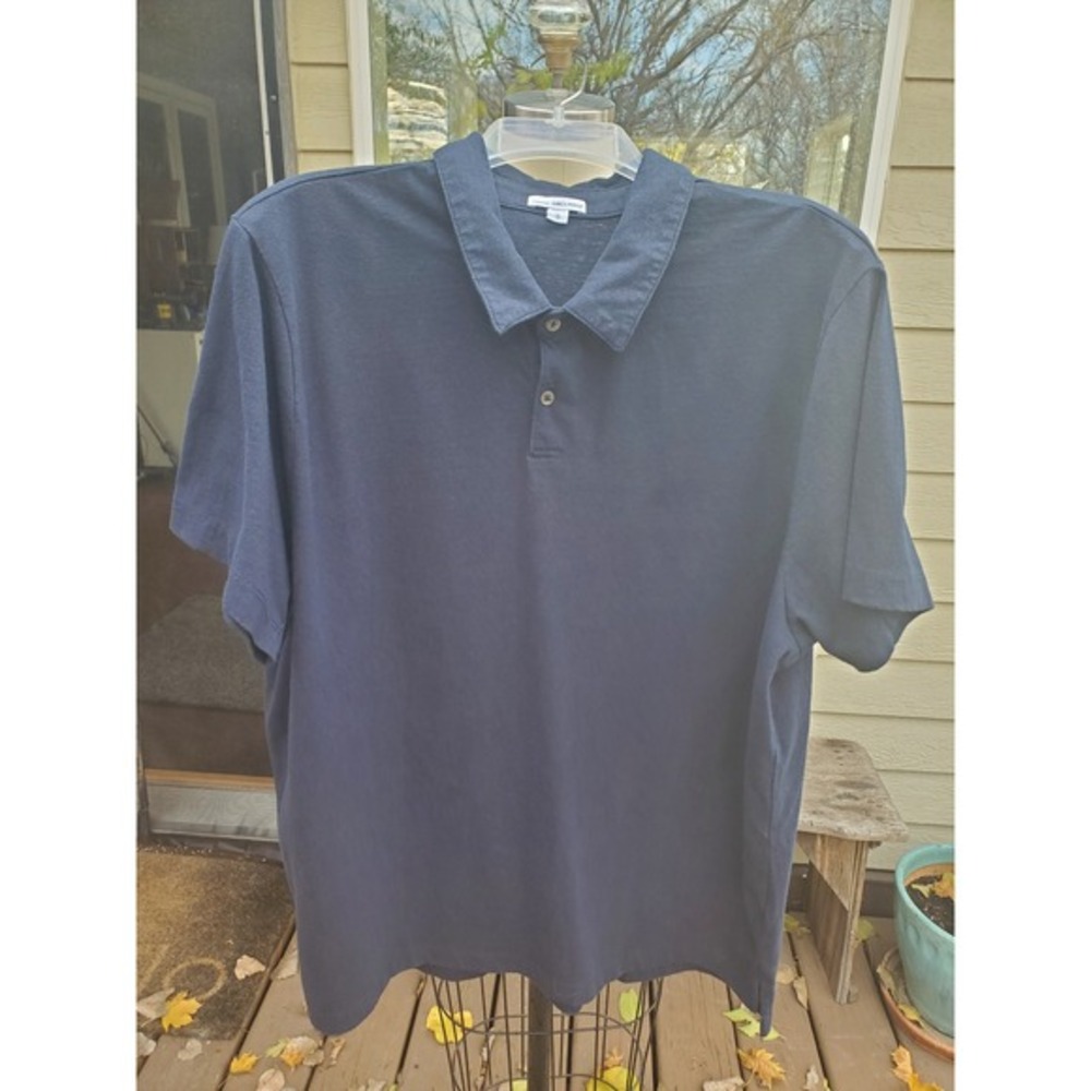 STANDARD JAMES PERSE Men's Navy‎ Blue Cotton Polo Shirt Size 5 (XL/XXL)